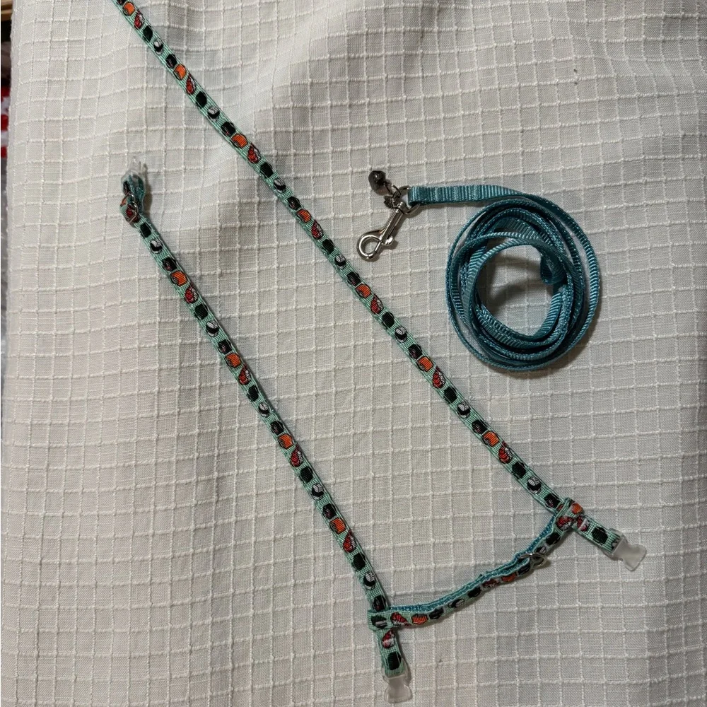 Blue with sushi deign cat or dog Harness and Leash Set